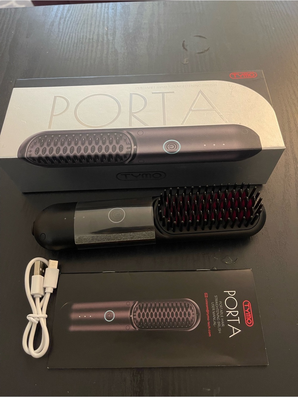 Porta Rechargeable Heated Hair Brush - Black by Tymo